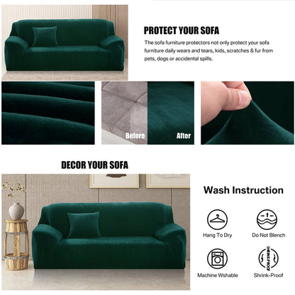 Velvet Sofa Cover Elastic Thick L Shaped Corner Sofa Slipcover for Living Room 1/2/3/4 Seater Stretch Cover for Couch Armchair - Kimlud