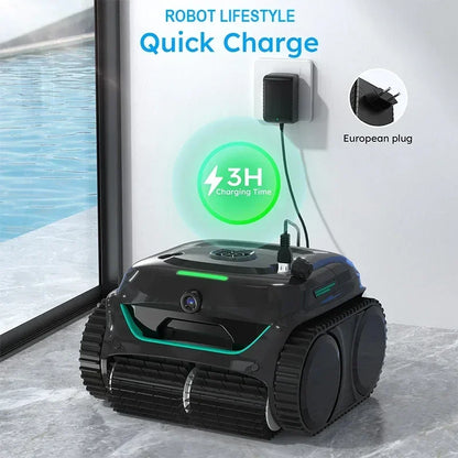 Robot Swimming Pool Cleaner Wireless C2V APP AI Vision Self-Learning Visual 80° Dual-layer Filtration 180mins Running Time 200㎡