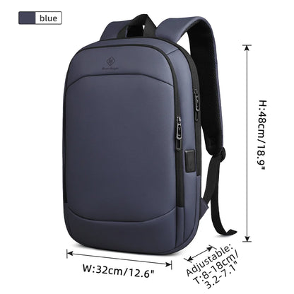 HK Business Backpack for Men 17 Inch Laptop Backpack with USB Port Slim Expandable Waterproof Travel Bag Large Work Computer Bag
