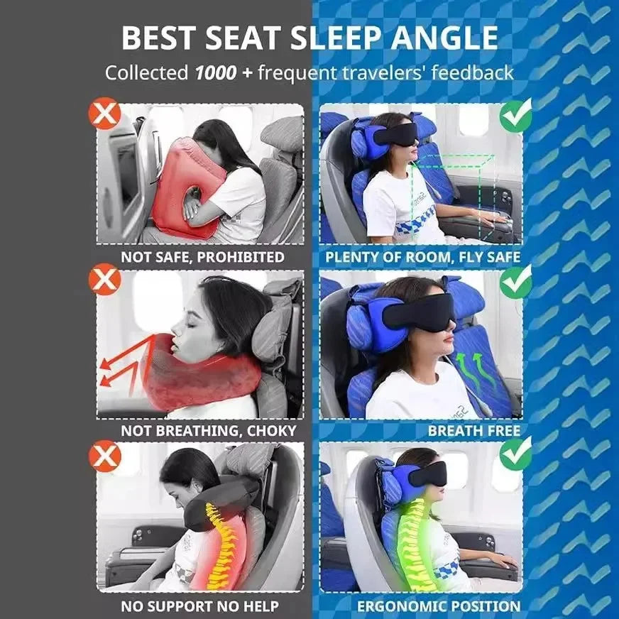 3D Sleep Eye Mask 100% Blackout Sleeping Mask Zero Eye Pressure Adjustable Eye Cover Sleep Aid Travel Neck Pillow With Eye Mask