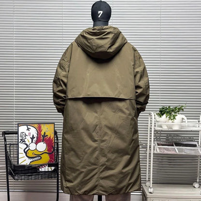 Men's Coat  Hooded New Two Pieces Korean Style Windbreaker spring  autumn Mid-Length