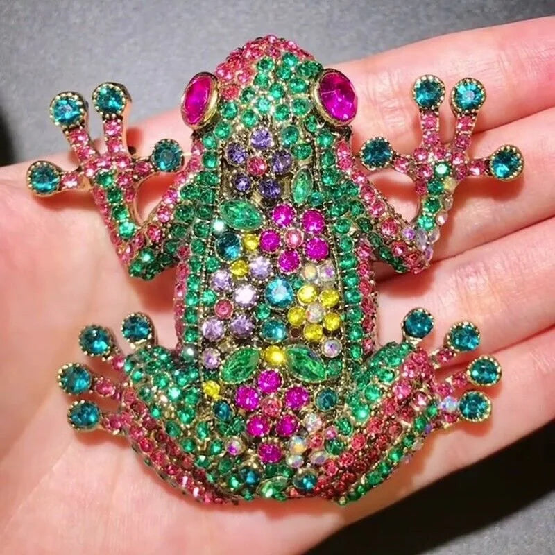 Luxury frog brooch unisex color rhinestone sparkling animal pin jewelry