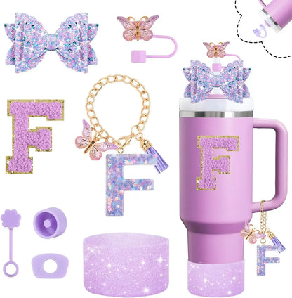 8pcs Cup Accessories Set 30oz 40oz tumbler Straw Topper Cover, Boot, Spill Proof Stoppers, Handle Charms Sticker for Stanley Cup