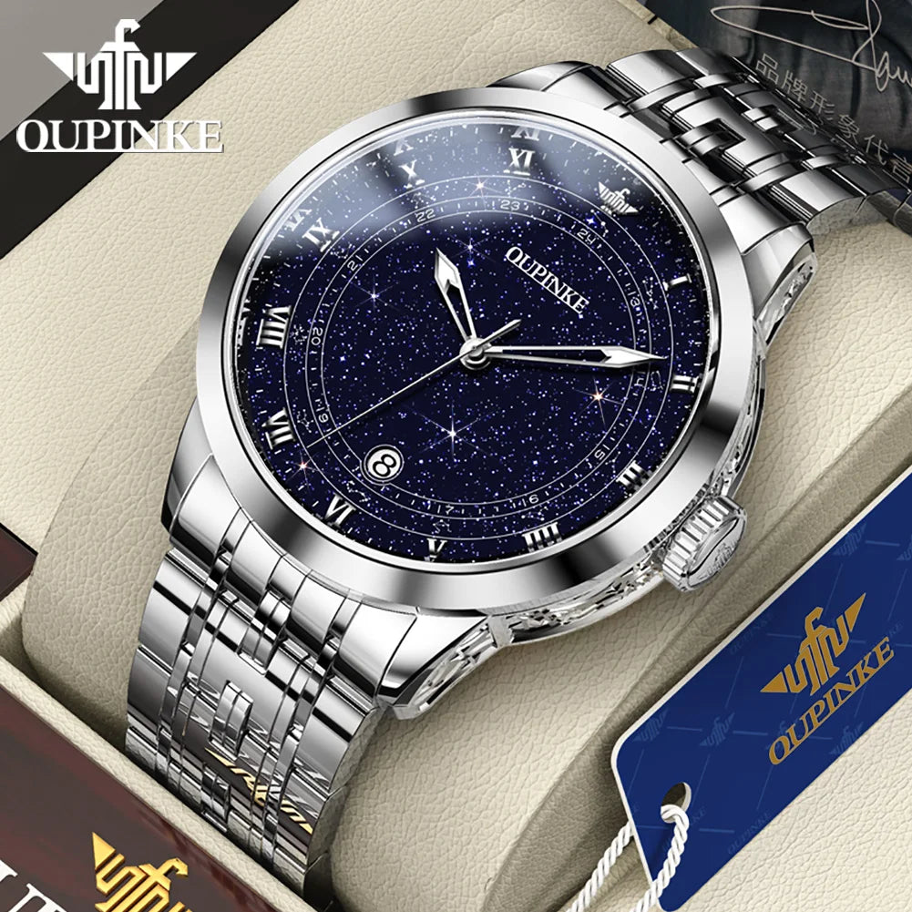 OUPINKE Original Automatic Mechanical Watch for Men Star Diamond Design Luminous Waterproof Men's Wristwatch Luxury...