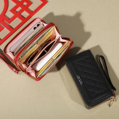 Long Women's Wallet Female Purses Tassel Coin Purse Card Holder Wallets Double Zipper Pu Leather Clutch Luxury Money Phone Bag