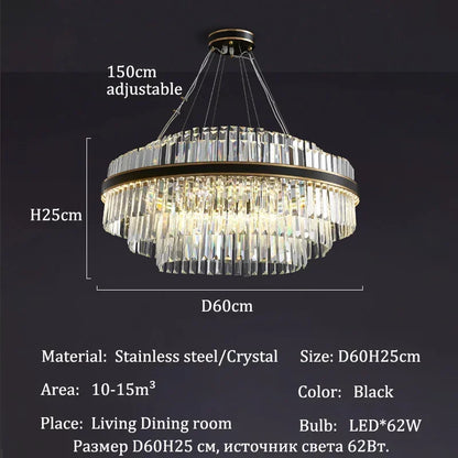 Modern Luxury Crystal Chandeliers Living Dining Room Bedroom Home Decor Pendant Lamp Duplex Villa Lustre Hanging Light Fixture - Kimlud