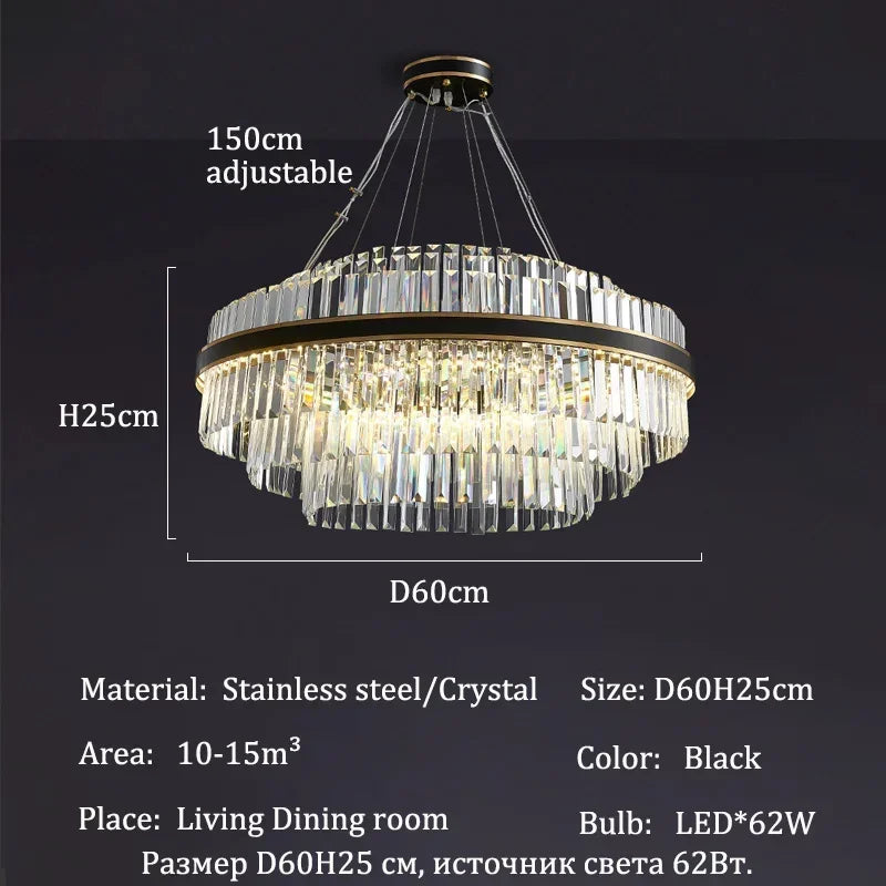 Modern Luxury Crystal Chandeliers Living Dining Room Bedroom Home Decor Pendant Lamp Duplex Villa Lustre Hanging Light Fixture - Kimlud