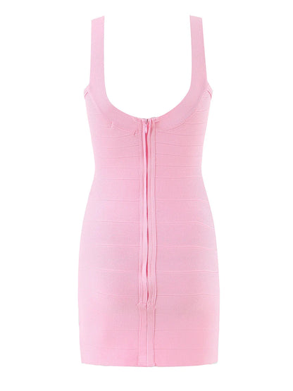 TWOTWINSTYLE Solid Sexy Club Bodycon Mini Dress for Women Stand Collar Sleeveless High Waist Temperament Party Dresses Female