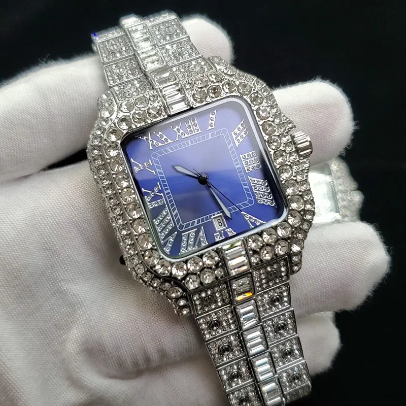 Luxury Brand Diamond Watches for Men Fashion Cool Shiny Silver Jewelry Clock Hip Hop Iced Out Original Reloj Hombre Dropshipping