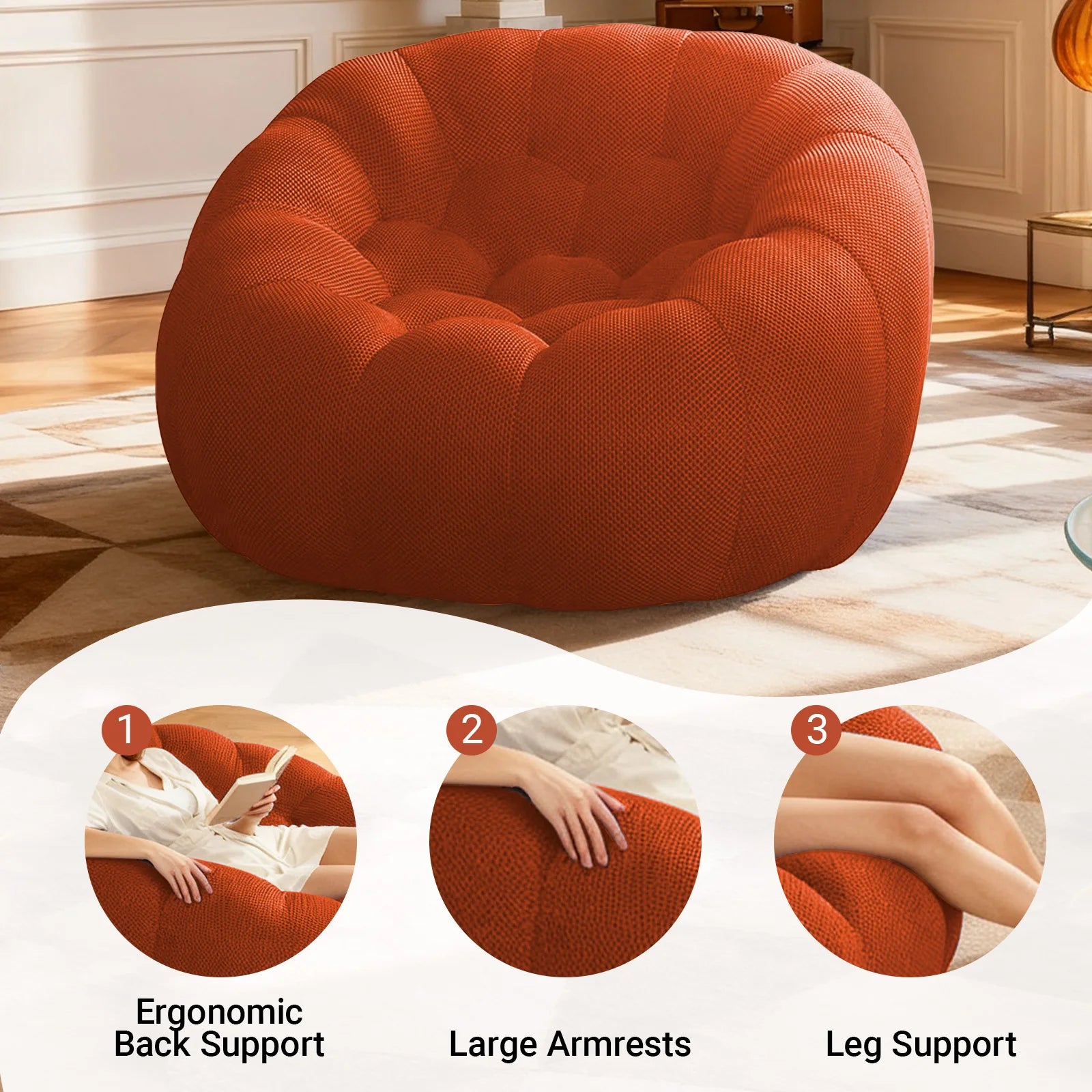 Adult/Child Memory Foam Bean Bag Chair, Small Bubble Chair for Bedrooms, Honeycomb-shaped Curved Sofa Suitable for...