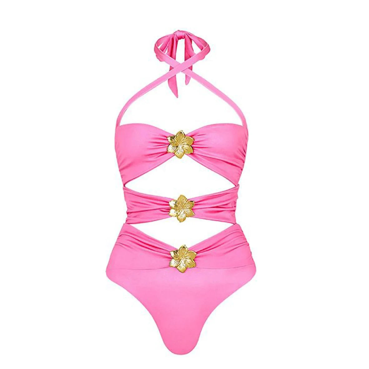 2025 Hot Sale Flower Women One Piece Swimsuit With Skirt Sexy Cut Out Swimwear Mujer Monikini Bathing Suit Lady Beach Suit
