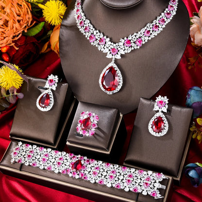 GODKI Famous Brand Turquoise Luxury African Jewelry Sets For Women Wedding Party Zircon Crystal Dubai Bridal Jewelry Set Gift
