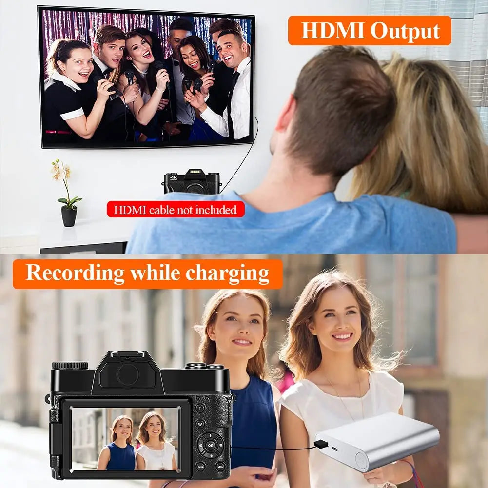 4K Digital Camera for Photography 48MP WiFi Auto Focus Livestream Video Camera 16X Digital Zoom YouTube Vlog Camera Flip...