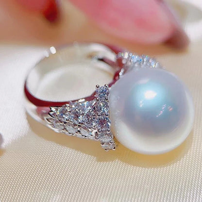 Huitan Sweet Imitation Pearl Rings Women Engagement Wedding Party Luxury Fashion Female Finger Accessories Eternity Jewelry 2022