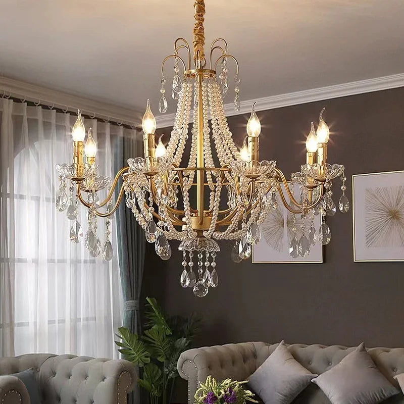 French Luxury Crystal Pendant Lights Ceiling Pendant Lamp Suspension Chandelier for Living Room Chandeliers Ceiling Light Lustre - Kimlud