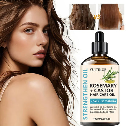 YUITIKUE Rosemary + Castor Strengthening Hair Oil - Daily Use Hair Care Oil with Jojoba & Batana Oil for Hair Growth - Kimlud