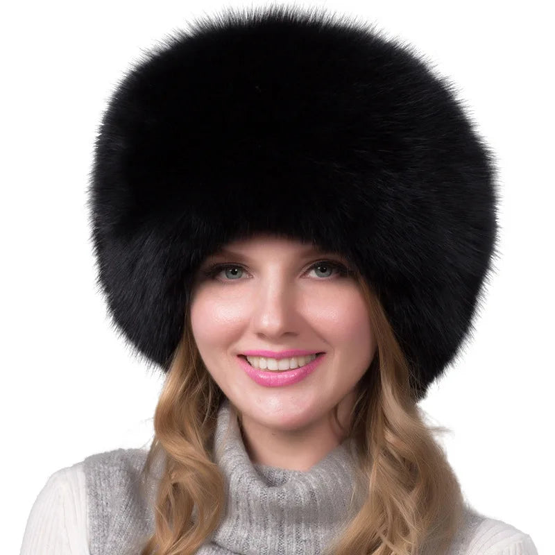 Winter fashion Bomber Trapper Hats Thick Winter Warm real Fox Fur Thick Warm Snow Caps Ear Flap Caps Russian For woman