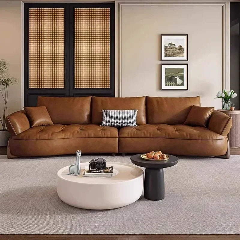 Wood Brown European Sofas Waterproof Armrest Luxury Floor Lounges Couch Puffs Nordic Designer Divani 2 Posti Unique Furniture - Kimlud