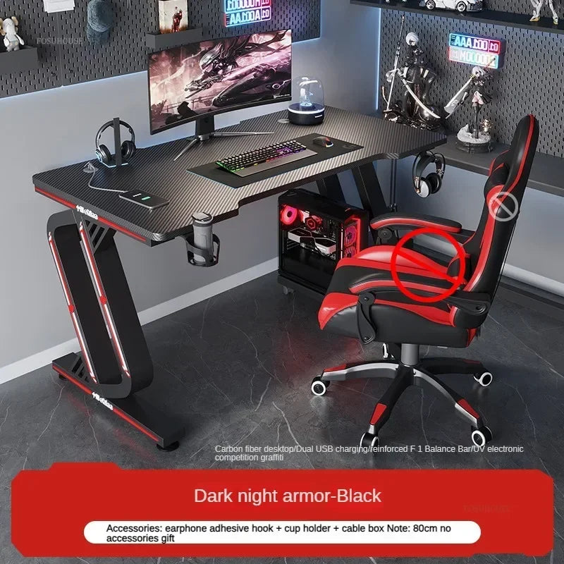 Minimalist Carbon Fiber Computer Desks for Bedroom Single Desktop Gaming Desk Nordic Office Furniture Home Study Reading Desk H - Kimlud