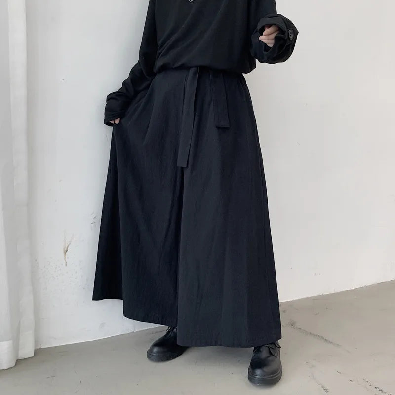 Men Hakama Harajuku Kimono Samurai Pants Men Casual Wide Pants Men Chinese Style Hanfu Tang Trousers Male Kendo Uniforms