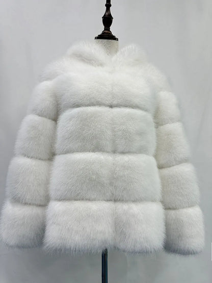 Women Hooded Thick Jackets Fur Faux Solid Zipper Coat Long Sleeve Cardigan Spliced Hoodies Warm Streetwear Coats Winter