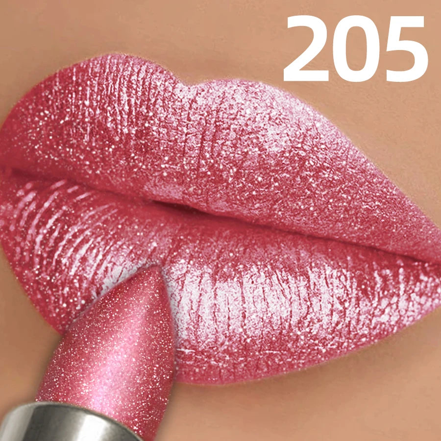 Metallic Glitter Lipstick 3 Color Waterproof Lip Balm Red Long Last Lip Tint Matte Lip Makeup Gifts Shiny Lip Gloss...