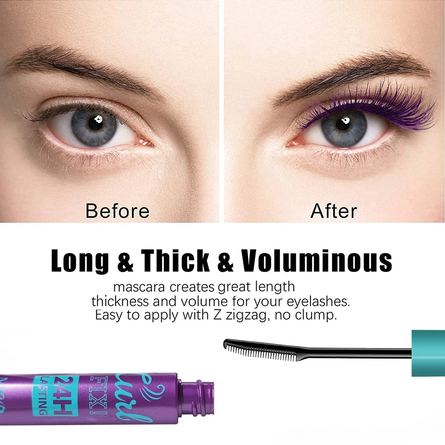 Colorful Slender Mascara Waterproof Fast Drying Curling Eyelashes Multicolor Lashes Makeup  Long Lasting Blue Green  Cosmetic