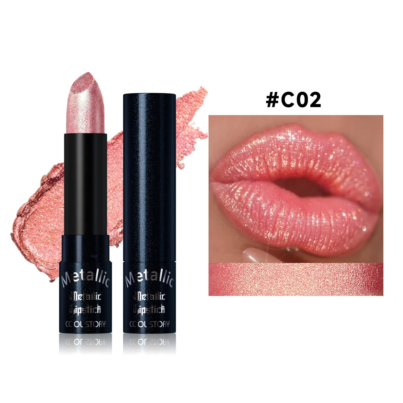 15Colors Metallic Glitter Lipstick Waterproof Lasting Diamond Pearlescent Metallic Lipstick Blue Lip Gloss Women Makeup Cosmetic