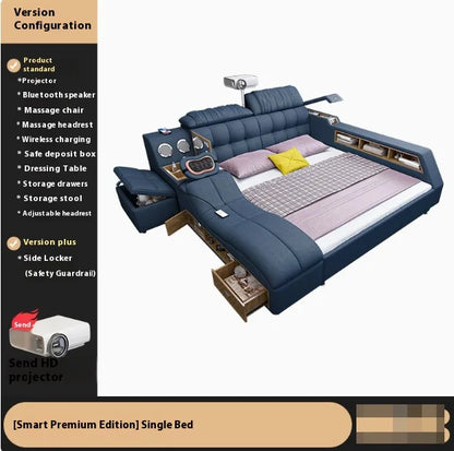 Nordic Smart Modular Double Bed Master Storage Luxury Designer Double Bed Multifunctional Leather Camas Matrimonial Furniture