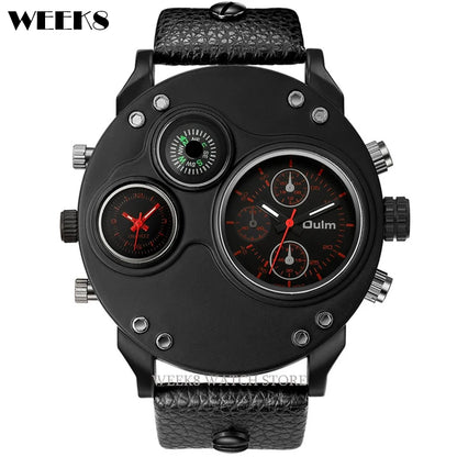 Luxury Sports Watches for Men Top Brand Casual Military Big Dial Cool Man Unique Wristwatch Male Decorative Compass Quartz Clock