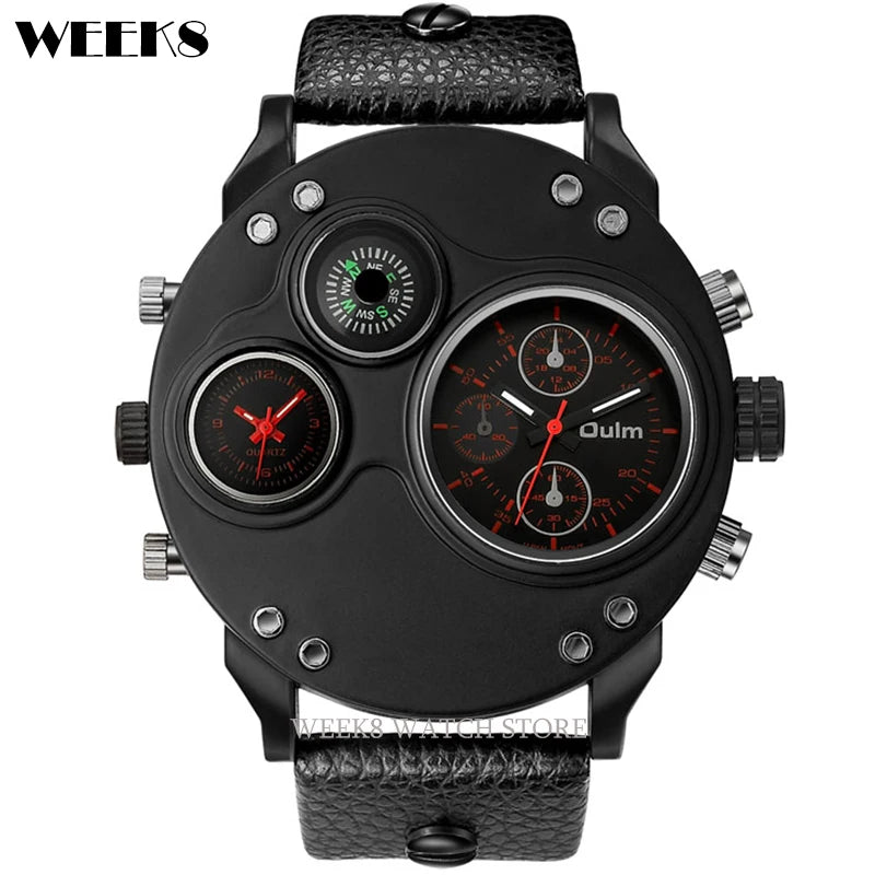 Luxury Sports Watches for Men Top Brand Casual Military Big Dial Cool Man Unique Wristwatch Male Decorative Compass Quartz Clock