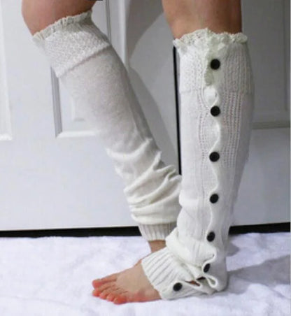 Women's Leg Guards Autumn and Winter New Lace Lace Buttons Warm Long Jk Stacking Socks Cover Boot Cover