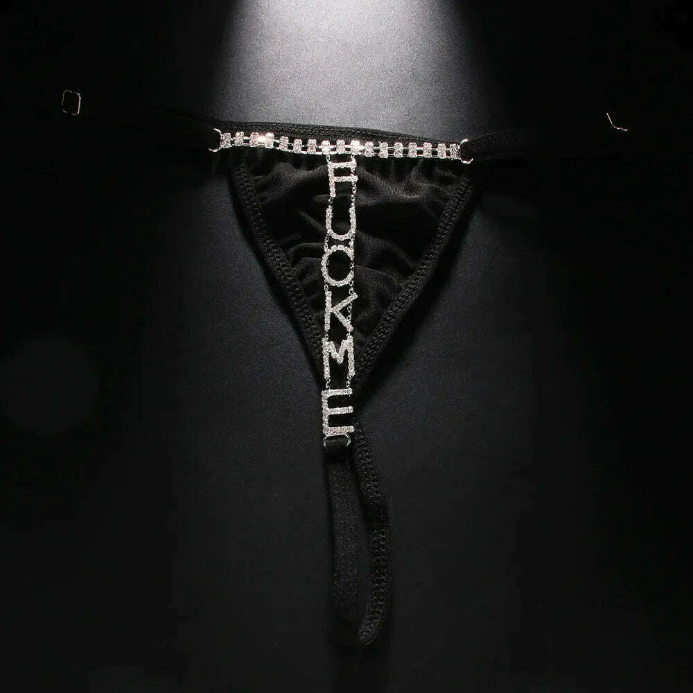 Stonefans Sexy Flower Crystal Thong Bikini Panties Jewelry for Women Stretch Rope Rhinestone Thong Back Panties Body Jewelry