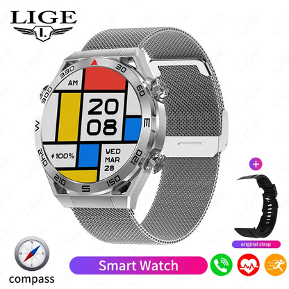 LIGE New NFC Smart Watch Men GPS Tracker Sport Fitness Men Watch For Android IOS Wireless Call ECG+PPG Health Monitor Smartwatch