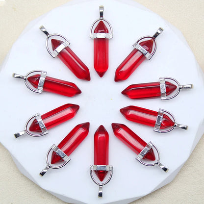New Fashion Glass Colorfull Pillar Point Charm Pendants for Jewelry Pendants Making 24pcs/lot Wholesale Free Shipping