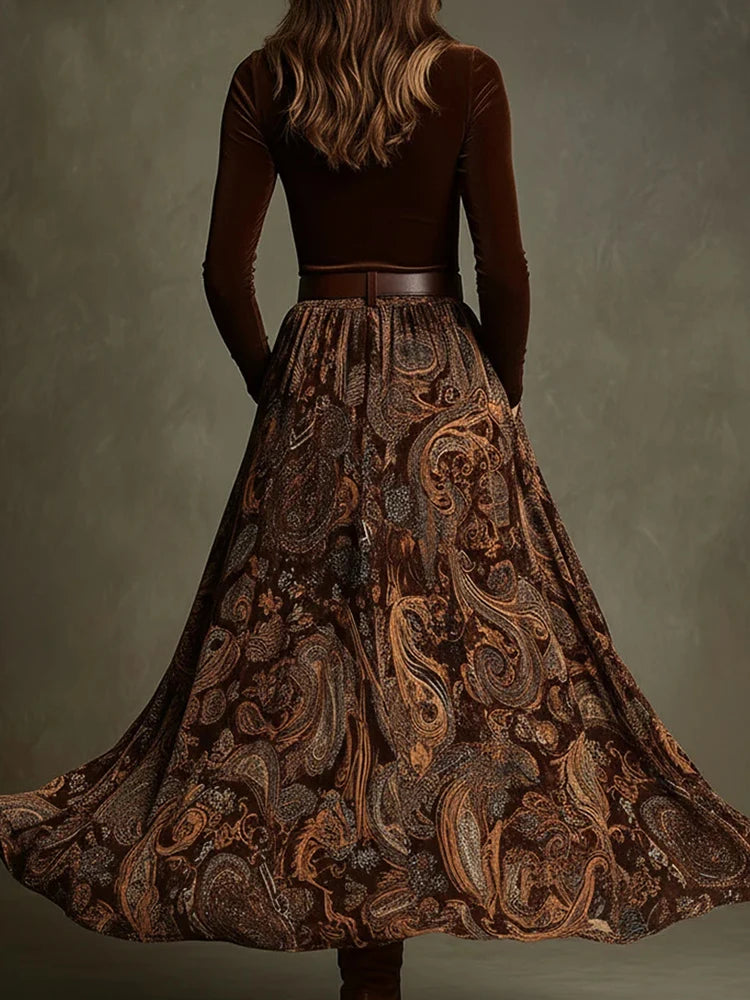 Autumn Winter Women's O Neck Pullover Top And Maxi Skirt Two-Piece Set Long Sleeve Chic Holiday Fashion Outfit Ladies Suits 2025