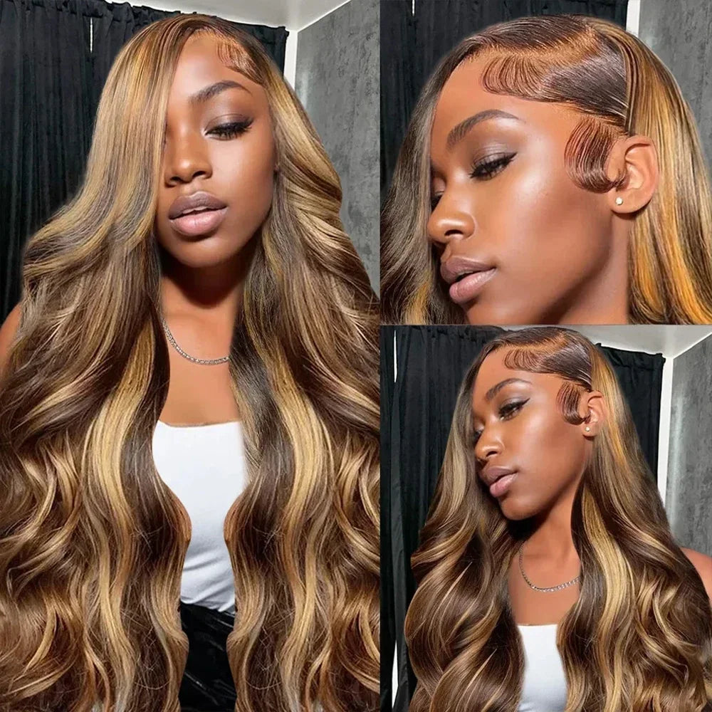 Honey Blonde P4/27 Colored Body Wave Highlight Human Hair Wig 13x6 HD Lace Frontal Wig Pre-plucked 13x4 Hd Lace Front Hair Wigs