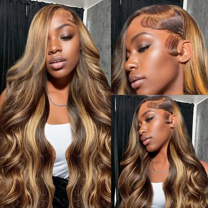 Honey Blonde P4/27 Colored Body Wave Highlight Human Hair Wig 13x6 HD Lace Frontal Wig Pre-plucked 13x4 Hd Lace Front Hair Wigs
