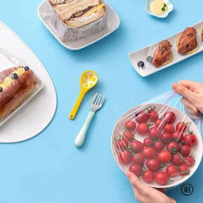 100 Pcs Elastic Food Covers, Disposable Plastic Bowl Lids for Fruit & Vegetable Storage, Freshness Seal Wraps