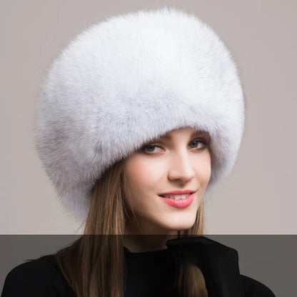 Hot Sale 100% natural Fox Fur Hat Women Cap Thick Fur Cap Winter Warm Hat Female Fashion For Women Hat With Earmuffs Hat