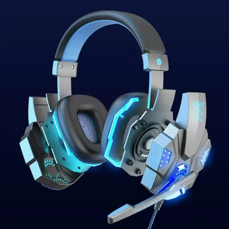 RGB Gaming Headset with Microphone Over-Ear Wired Headphones Drivers Lightweight for PC PS5 Xbox Switch