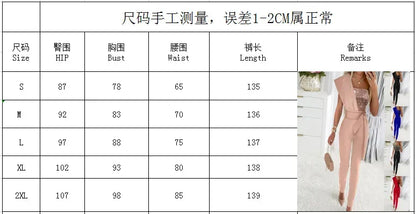 Summer Bodysuit Sexy Party Overalls Solid Sleeveless Women Jumpsuit Long Pants Rompers Lace-up Slim-fit Sequin Women's Trousers