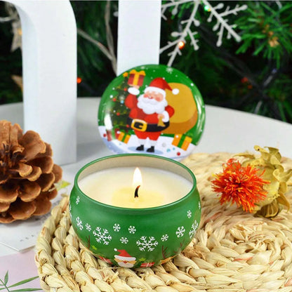 Christmas Atmosphere Aroma Candles Santa Claus Tin Box Plant Formula Aroma Candles Suitable for Bedroom and Living Room