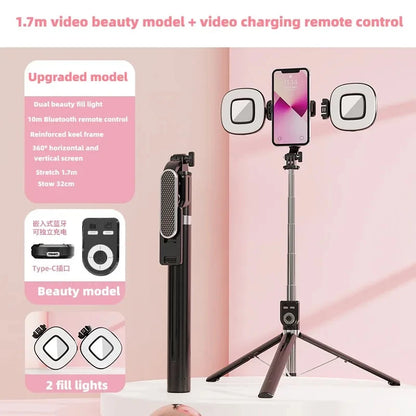 Selfie Stick Tripod 360°/180° Rotating Selfie Stick Phone Holder with Wireless Bluetooth Remote Extendable Tripod Selfie Stick