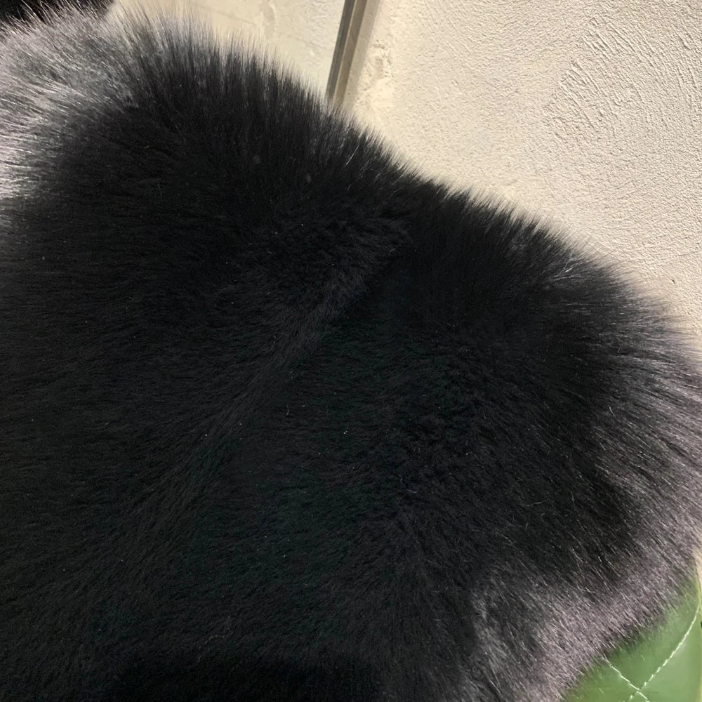 Winter Long Fur Coats Winter Female Natural Fox Fur OutWear Full Pelt Real Fox Fur Jackets with Long Sleeve