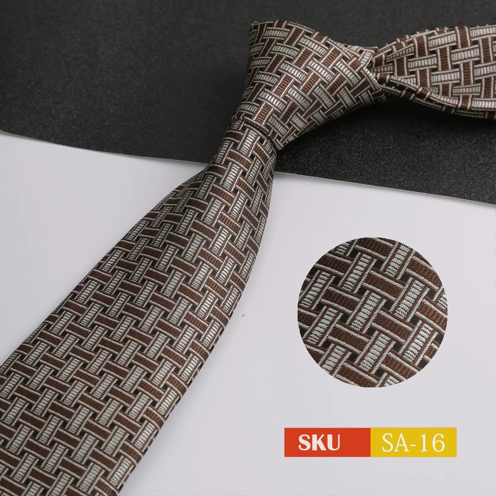 Luxury 8CM Mens Ties Necktie Solid Twill Stripes Plaids Ties For Man Groom Neck Tie For Business Party