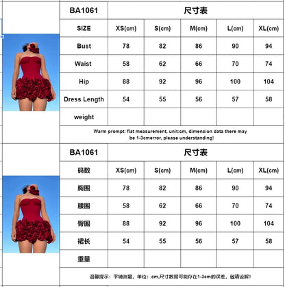 Red Color Women Sexy Strapless Ball Gown Mini Dress Celebrity Red Carpet Fashion Evening Party Celebrate Dress Wholesale