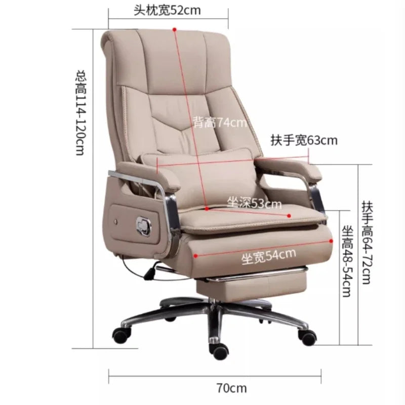 Selected cowhide foot hold Office Chair 7-point massage Ergonomic Recliner Rolling Gaming Chair boss Bureaux Office Furniture - Kimlud