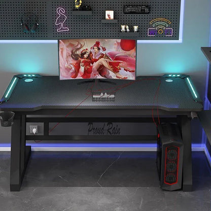 Light Luxury Gaming Table Carbon Fiber Computer Desks and Chair Set European Office Furniture Home Iron Bedroom Writing Table GL