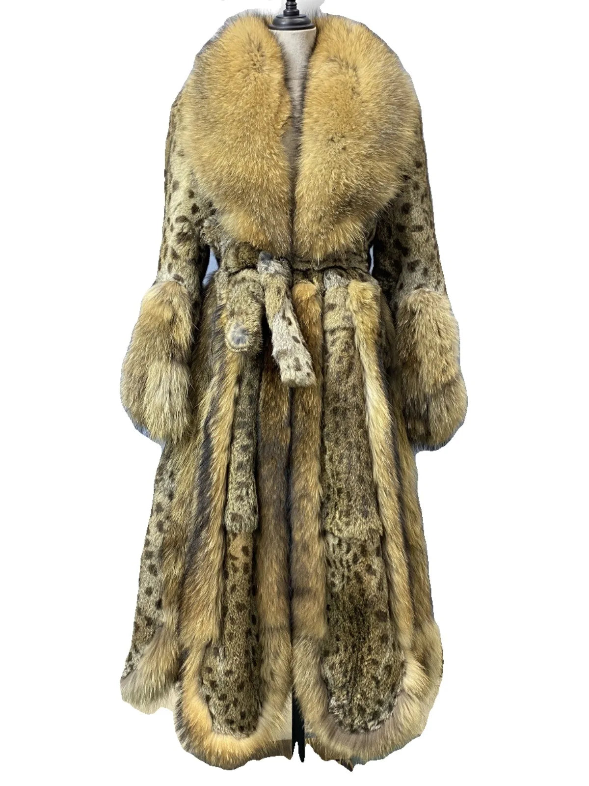 Winter women's nine-tailed fox fur whole skin raccoon fur lengthened personality catwalk fashion skirt jacket
